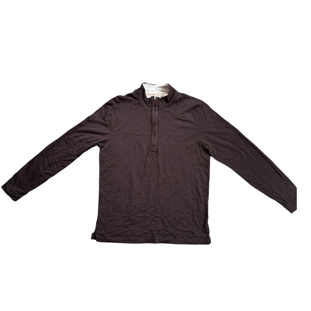 Left Coast Tee Quarter Zip Pullover Mens Brown 100% Pima Cotton Excellent L